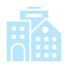 City buildings icon in blue