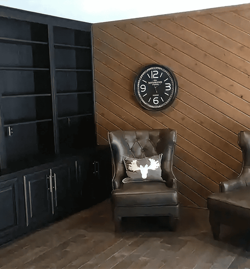 Stylish room with wooden paneling